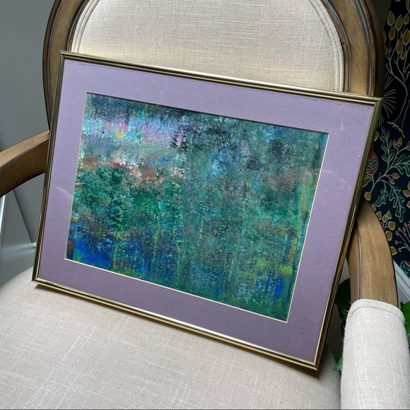 Framed hand painted large Abstract art in purple matting & Gold Frame - Picture 2 of 14